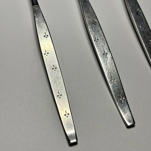 Oneida Community CELEBRITY Stainless 4 Iced Tea Spoons MCM w/ White Stars - Picture 3 of 11